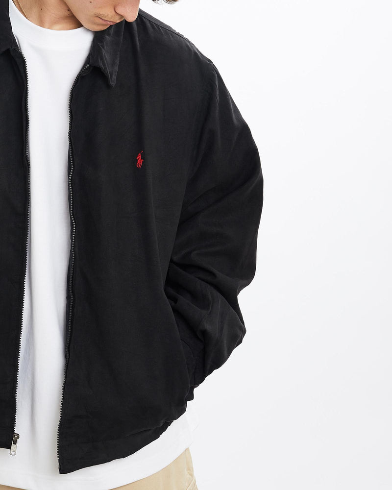 Vintage, 90s, Polo, Ralph, Lauren, Harrington, Jacket, The Real Deal, size large, colour Black, newtown, sydney, australia, thrift store, opshop, preloved, secondhand, sustainable, retro, antique, 70s, 80s, 90s, 2000s, 00s, fashion, clothing, streetwear, trendy, garment, style, boutique, store, shop, archive, sale, cheap, best, top, Jackets