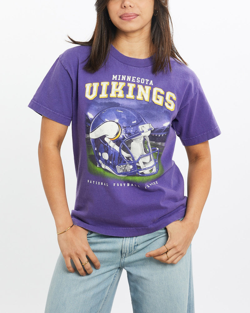 Vintage, Reebok, NFL, Minnesota, Vikings, Tee, The Real Deal, size double extra small, colour Purple, newtown, sydney, australia, thrift store, opshop, preloved, secondhand, sustainable, retro, antique, 70s, 80s, 90s, 2000s, 00s, fashion, clothing, streetwear, trendy, garment, style, boutique, store, shop, archive, sale, cheap, best, top, T-Shirts