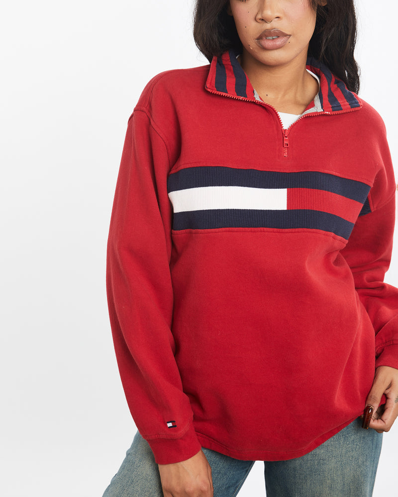 Vintage Tommy Hilfiger Jeans Quarter Zip Sweatshirt <br>S , The Real Deal , newtown, sydney, australia, thrift store, opshop, preloved, secondhand, sustainable, retro, antique, 70s, 80s, 90s, 2000s, 00s, fashion, clothing, streetwear, trendy, garment, style, boutique, store, shop, archive, sale, cheap, best, top