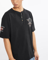 Vintage, 1997, Harley, Davidson, Henley, Tee, The Real Deal, size large, colour Black, newtown, sydney, australia, thrift store, opshop, preloved, secondhand, sustainable, retro, antique, 70s, 80s, 90s, 2000s, 00s, fashion, clothing, streetwear, trendy, garment, style, boutique, store, shop, archive, sale, cheap, best, top, T-Shirts