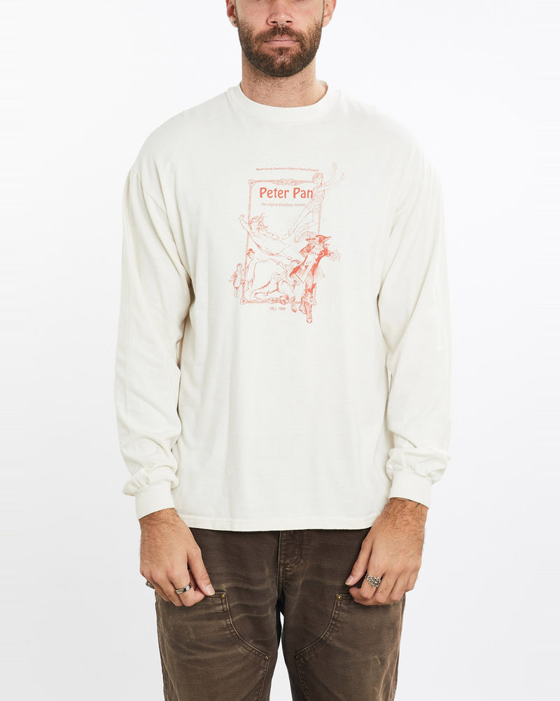 Vintage, 1994, Peter, Pan, Musical, Long, Sleeve, Tee, The Real Deal, size extra large, colour White, newtown, sydney, australia, thrift store, opshop, preloved, secondhand, sustainable, retro, antique, 70s, 80s, 90s, 2000s, 00s, fashion, clothing, streetwear, trendy, garment, style, boutique, store, shop, archive, sale, cheap, best, top, T-Shirts