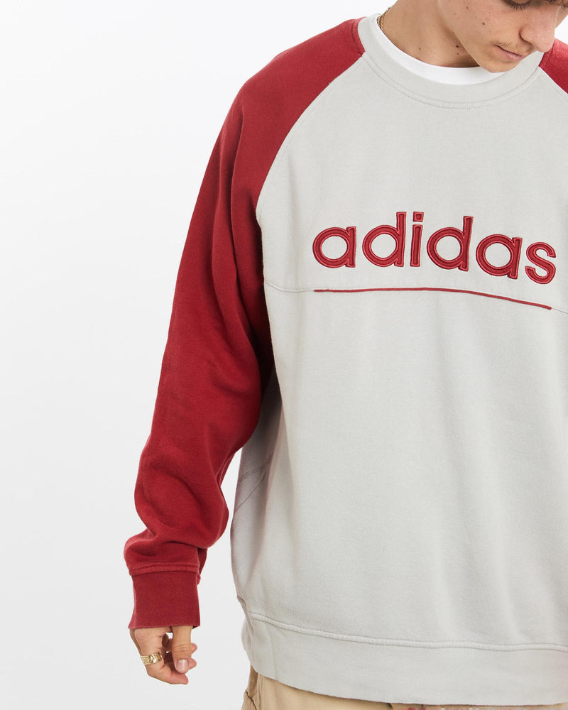 Vintage, Adidas, Sweatshirt, The Real Deal, size large, colour Grey, newtown, sydney, australia, thrift store, opshop, preloved, secondhand, sustainable, retro, antique, 70s, 80s, 90s, 2000s, 00s, fashion, clothing, streetwear, trendy, garment, style, boutique, store, shop, archive, sale, cheap, best, top, Sweats and hoodies