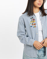 Vintage, 90s, Disney, Mickey, Mouse, Button, Up, Shirt, The Real Deal, size double extra small, colour Blue, newtown, sydney, australia, thrift store, opshop, preloved, secondhand, sustainable, retro, antique, 70s, 80s, 90s, 2000s, 00s, fashion, clothing, streetwear, trendy, garment, style, boutique, store, shop, archive, sale, cheap, best, top, Shirts