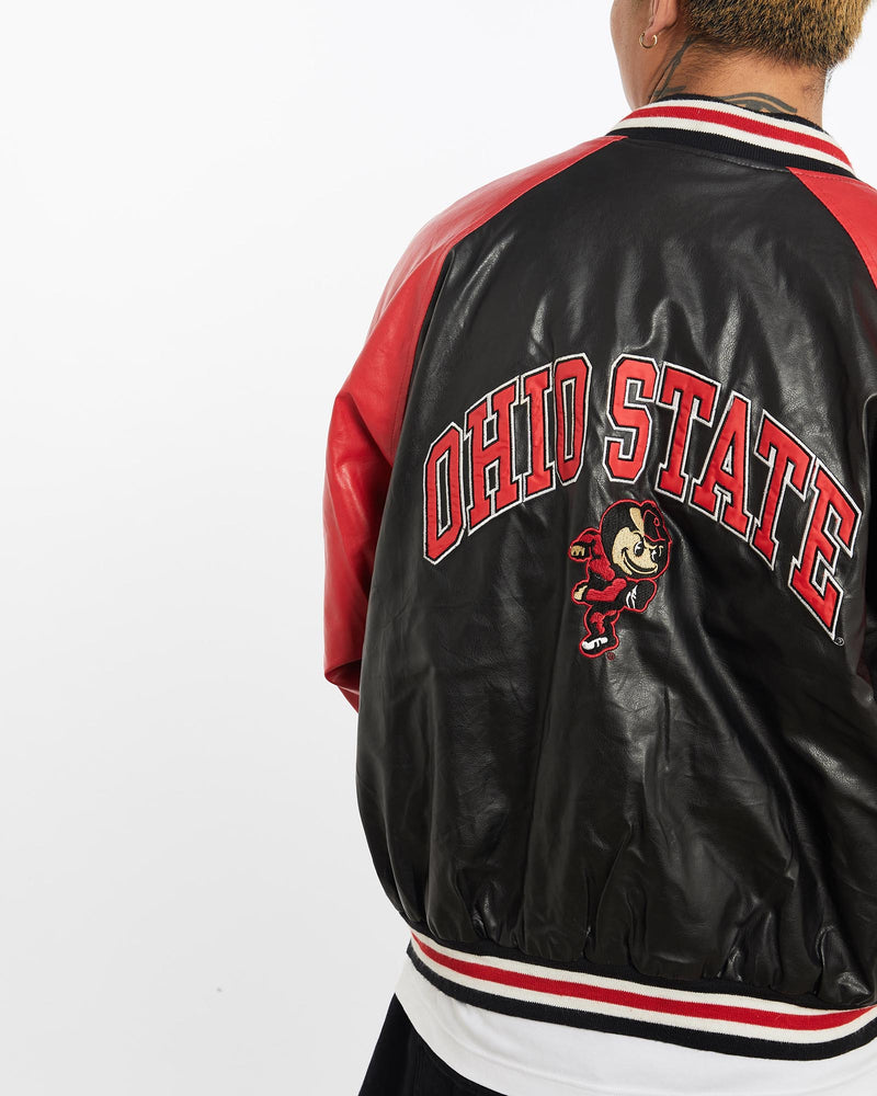 Vintage, NCAA, Ohio, State, Buckeyes, Varsity, Jacket, The Real Deal, size extra large, colour Multicolour, newtown, sydney, australia, thrift store, opshop, preloved, secondhand, sustainable, retro, antique, 70s, 80s, 90s, 2000s, 00s, fashion, clothing, streetwear, trendy, garment, style, boutique, store, shop, archive, sale, cheap, best, top, Jackets