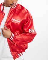Vintage, Budweiser, Varsity, Jacket, The Real Deal, size large, colour Red, newtown, sydney, australia, thrift store, opshop, preloved, secondhand, sustainable, retro, antique, 70s, 80s, 90s, 2000s, 00s, fashion, clothing, streetwear, trendy, garment, style, boutique, store, shop, archive, sale, cheap, best, top, Jackets