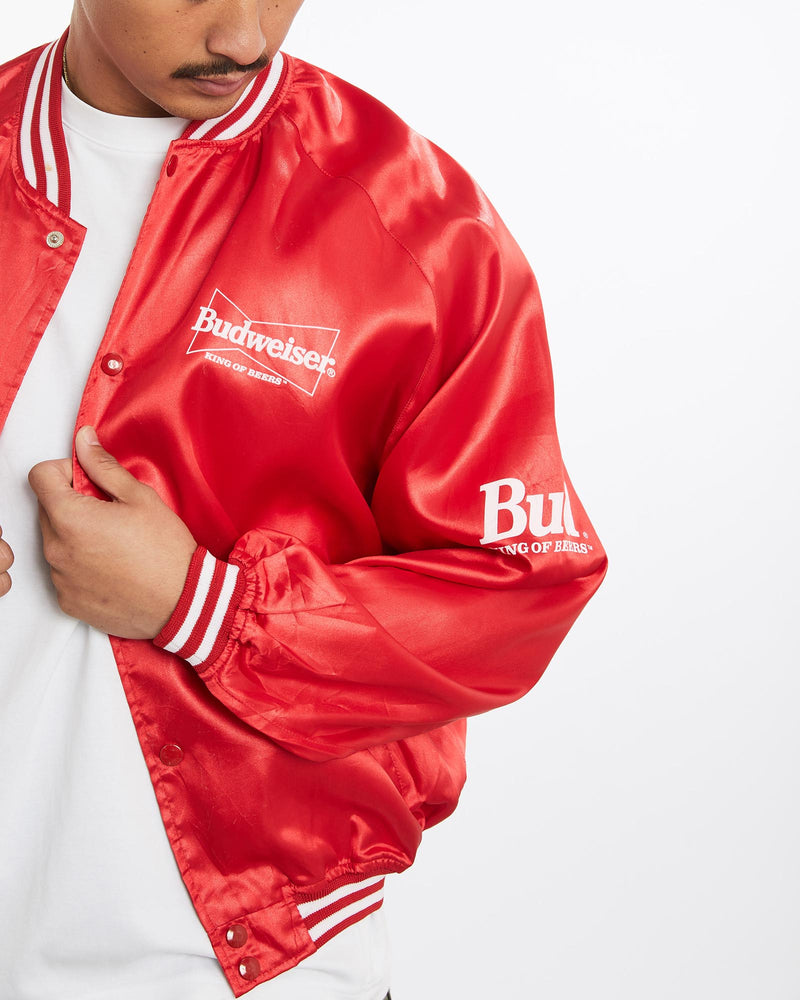 Vintage, Budweiser, Varsity, Jacket, The Real Deal, size large, colour Red, newtown, sydney, australia, thrift store, opshop, preloved, secondhand, sustainable, retro, antique, 70s, 80s, 90s, 2000s, 00s, fashion, clothing, streetwear, trendy, garment, style, boutique, store, shop, archive, sale, cheap, best, top, Jackets