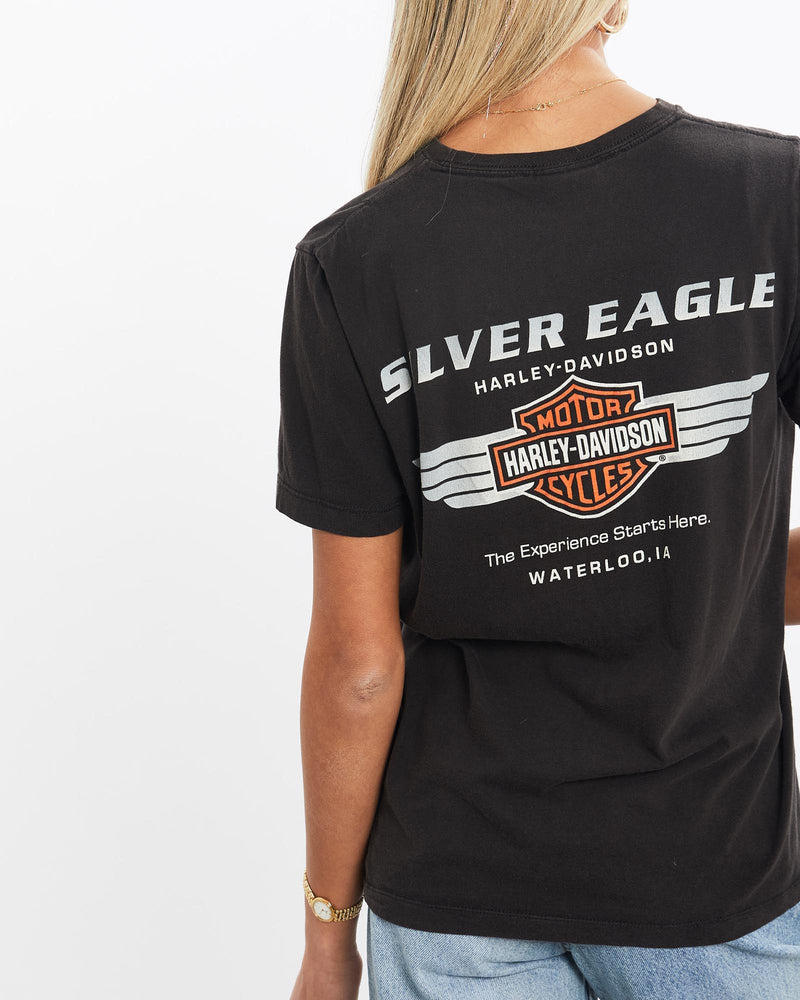 Vintage, Harley, Davidson, Tee, The Real Deal, size extra small, colour Black, newtown, sydney, australia, thrift store, opshop, preloved, secondhand, sustainable, retro, antique, 70s, 80s, 90s, 2000s, 00s, fashion, clothing, streetwear, trendy, garment, style, boutique, store, shop, archive, sale, cheap, best, top, T-Shirts
