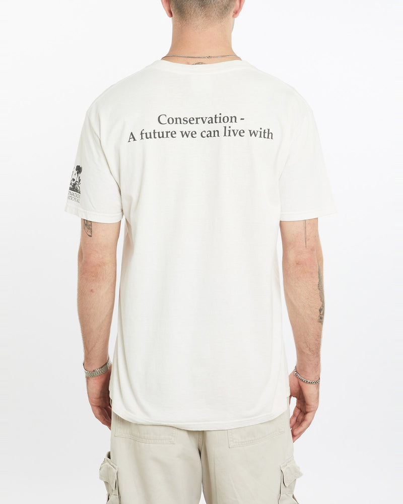 Vintage, 1993, Conservation, International, Whale, Wildlife, Tee, The Real Deal, size large, colour White, newtown, sydney, australia, thrift store, opshop, preloved, secondhand, sustainable, retro, antique, 70s, 80s, 90s, 2000s, 00s, fashion, clothing, streetwear, trendy, garment, style, boutique, store, shop, archive, sale, cheap, best, top, T-Shirts