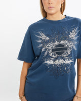 Vintage, Harley, Davidson, Tee, The Real Deal, size medium, colour Navy, newtown, sydney, australia, thrift store, opshop, preloved, secondhand, sustainable, retro, antique, 70s, 80s, 90s, 2000s, 00s, fashion, clothing, streetwear, trendy, garment, style, boutique, store, shop, archive, sale, cheap, best, top, T-Shirts