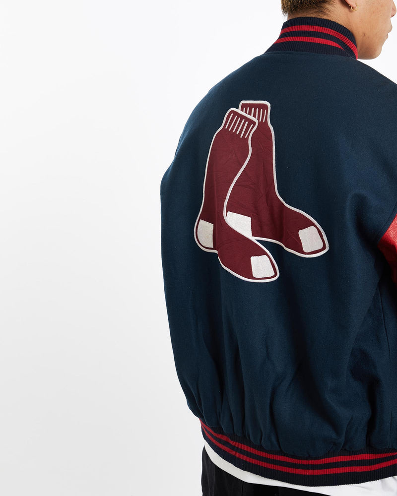 Vintage, MLB, Boston, Red, Sox, Varsity, Jacket, The Real Deal, size extra large, colour Multicolour, newtown, sydney, australia, thrift store, opshop, preloved, secondhand, sustainable, retro, antique, 70s, 80s, 90s, 2000s, 00s, fashion, clothing, streetwear, trendy, garment, style, boutique, store, shop, archive, sale, cheap, best, top, Jackets