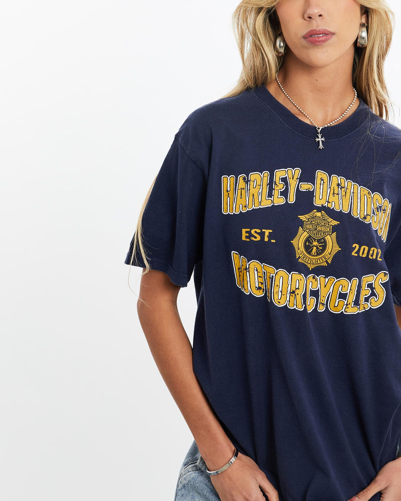 Vintage, Harley, Davidson, Tee, The Real Deal, size small, colour Navy, newtown, sydney, australia, thrift store, opshop, preloved, secondhand, sustainable, retro, antique, 70s, 80s, 90s, 2000s, 00s, fashion, clothing, streetwear, trendy, garment, style, boutique, store, shop, archive, sale, cheap, best, top, T-Shirts