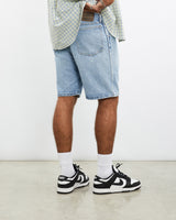 Vintage, Wrangler, Denim, Shorts, The Real Deal, size 35", colour Blue, newtown, sydney, australia, thrift store, opshop, preloved, secondhand, sustainable, retro, antique, 70s, 80s, 90s, 2000s, 00s, fashion, clothing, streetwear, trendy, garment, style, boutique, store, shop, archive, sale, cheap, best, top, Shorts