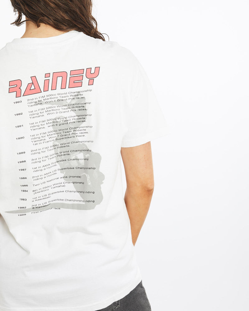 Vintage, 1993, Wayne, Rainey, MotoGT, Racing, Tee, The Real Deal, size medium, colour White, newtown, sydney, australia, thrift store, opshop, preloved, secondhand, sustainable, retro, antique, 70s, 80s, 90s, 2000s, 00s, fashion, clothing, streetwear, trendy, garment, style, boutique, store, shop, archive, sale, cheap, best, top, T-Shirts