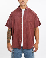 Vintage, 90s, Polo, Ralph, Lauren, Short, Sleeve, Button, Up, Shirt, The Real Deal, size extra large, colour Burgundy, newtown, sydney, australia, thrift store, opshop, preloved, secondhand, sustainable, retro, antique, 70s, 80s, 90s, 2000s, 00s, fashion, clothing, streetwear, trendy, garment, style, boutique, store, shop, archive, sale, cheap, best, top, Shirts