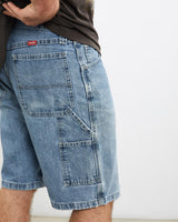 Vintage, Wrangler, Denim, Carpenter, Shorts, The Real Deal, size 32", colour Blue, newtown, sydney, australia, thrift store, opshop, preloved, secondhand, sustainable, retro, antique, 70s, 80s, 90s, 2000s, 00s, fashion, clothing, streetwear, trendy, garment, style, boutique, store, shop, archive, sale, cheap, best, top, Shorts
