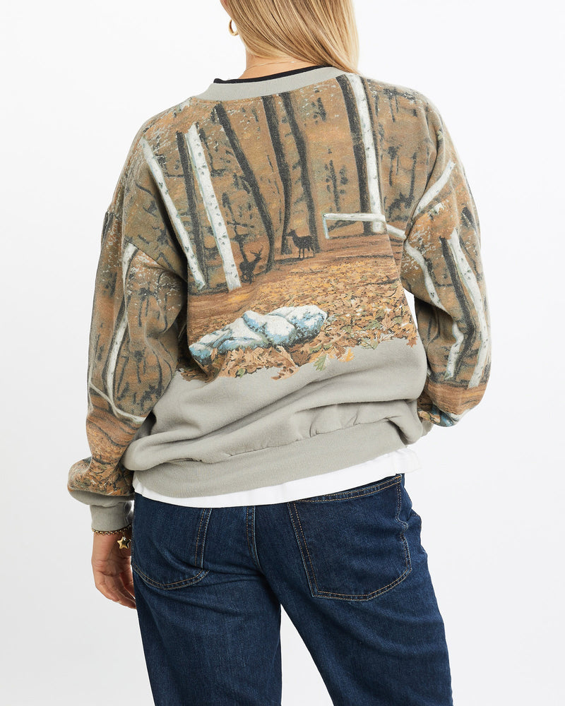 Vintage, 90s, Dear, Wildlife, Sweatshirt, The Real Deal, size medium, colour Brown, newtown, sydney, australia, thrift store, opshop, preloved, secondhand, sustainable, retro, antique, 70s, 80s, 90s, 2000s, 00s, fashion, clothing, streetwear, trendy, garment, style, boutique, store, shop, archive, sale, cheap, best, top, Sweats and hoodies