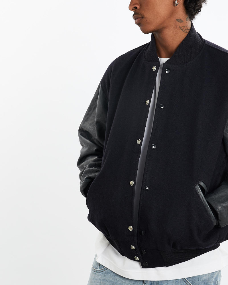 Vintage, 90s, Game, Varsity, Jacket, The Real Deal, size large, colour Black, newtown, sydney, australia, thrift store, opshop, preloved, secondhand, sustainable, retro, antique, 70s, 80s, 90s, 2000s, 00s, fashion, clothing, streetwear, trendy, garment, style, boutique, store, shop, archive, sale, cheap, best, top, Jackets