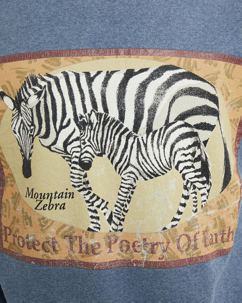 Vintage, 90s, WWF, Zebra, Wildlife, Sweatshirt, The Real Deal, size large, colour Blue, newtown, sydney, australia, thrift store, opshop, preloved, secondhand, sustainable, retro, antique, 70s, 80s, 90s, 2000s, 00s, fashion, clothing, streetwear, trendy, garment, style, boutique, store, shop, archive, sale, cheap, best, top, Sweats and hoodies