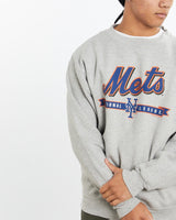 Vintage, MLB, New, York, Mets, Sweatshirt, The Real Deal, size large, colour Grey, newtown, sydney, australia, thrift store, opshop, preloved, secondhand, sustainable, retro, antique, 70s, 80s, 90s, 2000s, 00s, fashion, clothing, streetwear, trendy, garment, style, boutique, store, shop, archive, sale, cheap, best, top, Sweats and hoodies