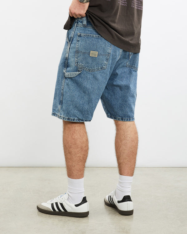 Vintage, Wrangler, Denim, Carpenter, Shorts, The Real Deal, size 32", colour Blue, newtown, sydney, australia, thrift store, opshop, preloved, secondhand, sustainable, retro, antique, 70s, 80s, 90s, 2000s, 00s, fashion, clothing, streetwear, trendy, garment, style, boutique, store, shop, archive, sale, cheap, best, top, Shorts