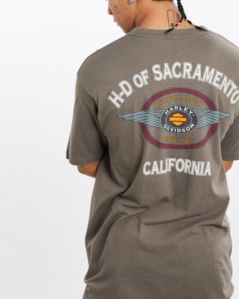 Vintage, 1996, Harley, Davidson, Tee, The Real Deal, size large, colour Grey, newtown, sydney, australia, thrift store, opshop, preloved, secondhand, sustainable, retro, antique, 70s, 80s, 90s, 2000s, 00s, fashion, clothing, streetwear, trendy, garment, style, boutique, store, shop, archive, sale, cheap, best, top, T-Shirts