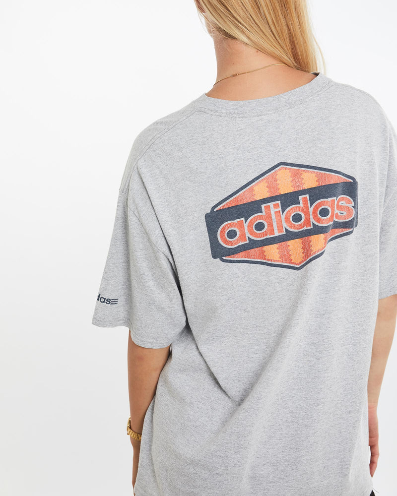 Vintage, Adidas, Tee, The Real Deal, size large, colour Grey, newtown, sydney, australia, thrift store, opshop, preloved, secondhand, sustainable, retro, antique, 70s, 80s, 90s, 2000s, 00s, fashion, clothing, streetwear, trendy, garment, style, boutique, store, shop, archive, sale, cheap, best, top, T-Shirts