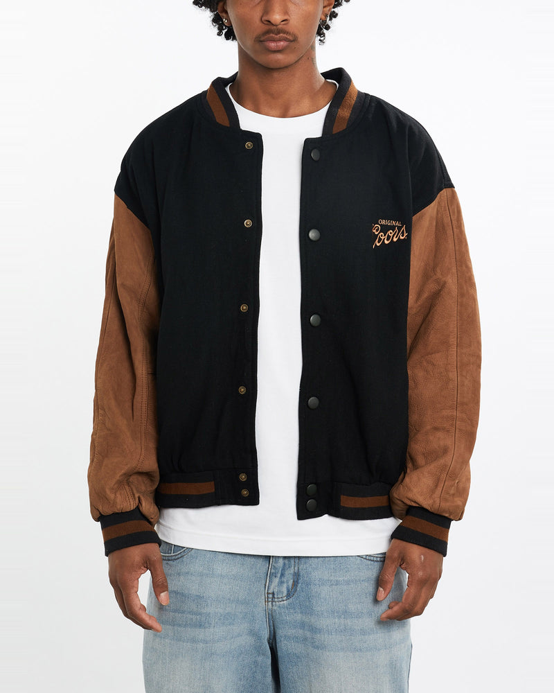 Vintage, 90s, Coors, Beer, Varsity, Jacket, The Real Deal, size large, colour Black, newtown, sydney, australia, thrift store, opshop, preloved, secondhand, sustainable, retro, antique, 70s, 80s, 90s, 2000s, 00s, fashion, clothing, streetwear, trendy, garment, style, boutique, store, shop, archive, sale, cheap, best, top, Jackets