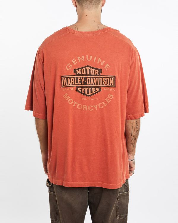 Vintage, Harley, Davidson, Tee, The Real Deal, size double extra large, colour Orange, newtown, sydney, australia, thrift store, opshop, preloved, secondhand, sustainable, retro, antique, 70s, 80s, 90s, 2000s, 00s, fashion, clothing, streetwear, trendy, garment, style, boutique, store, shop, archive, sale, cheap, best, top, T-Shirts