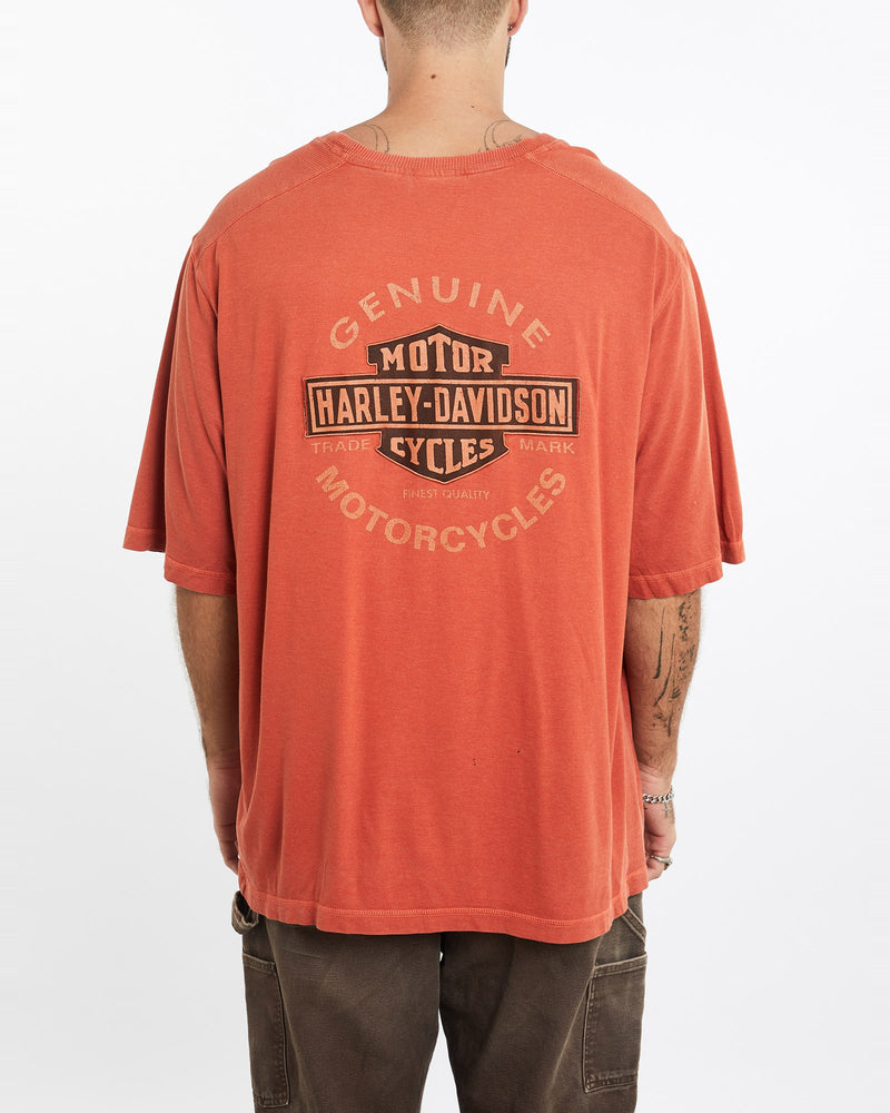 Vintage, Harley, Davidson, Tee, The Real Deal, size double extra large, colour Orange, newtown, sydney, australia, thrift store, opshop, preloved, secondhand, sustainable, retro, antique, 70s, 80s, 90s, 2000s, 00s, fashion, clothing, streetwear, trendy, garment, style, boutique, store, shop, archive, sale, cheap, best, top, T-Shirts