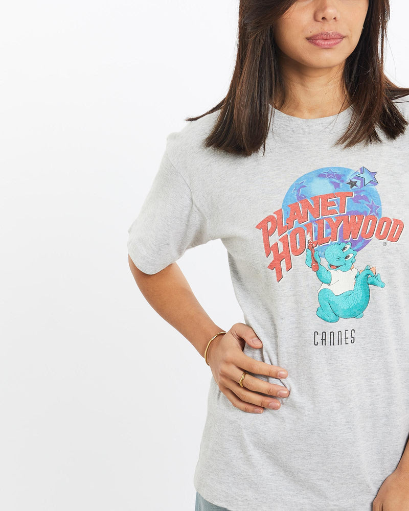 Vintage, 90s, Planet, Hollywood, Tee, The Real Deal, size double extra small, colour Grey, newtown, sydney, australia, thrift store, opshop, preloved, secondhand, sustainable, retro, antique, 70s, 80s, 90s, 2000s, 00s, fashion, clothing, streetwear, trendy, garment, style, boutique, store, shop, archive, sale, cheap, best, top, T-Shirts