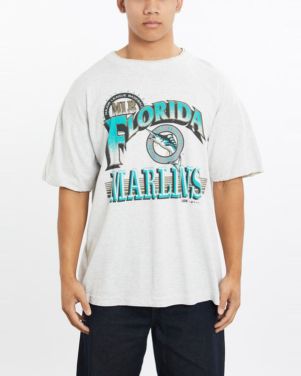 Vintage, 1992, MLB, Florida, Marlins, Tee, The Real Deal, size large, colour Grey, newtown, sydney, australia, thrift store, opshop, preloved, secondhand, sustainable, retro, antique, 70s, 80s, 90s, 2000s, 00s, fashion, clothing, streetwear, trendy, garment, style, boutique, store, shop, archive, sale, cheap, best, top, T-Shirts