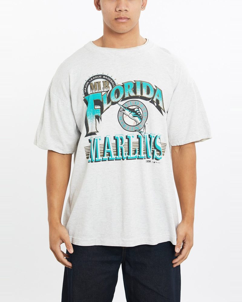 Vintage, 1992, MLB, Florida, Marlins, Tee, The Real Deal, size large, colour Grey, newtown, sydney, australia, thrift store, opshop, preloved, secondhand, sustainable, retro, antique, 70s, 80s, 90s, 2000s, 00s, fashion, clothing, streetwear, trendy, garment, style, boutique, store, shop, archive, sale, cheap, best, top, T-Shirts