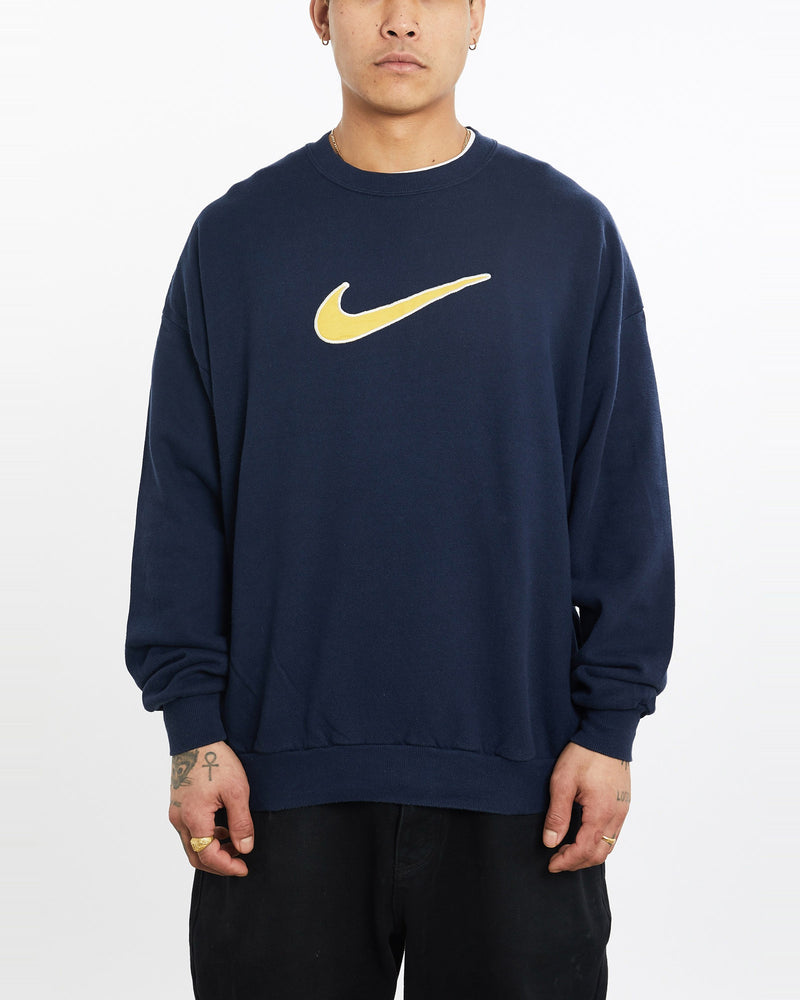 Vintage, 90s, Nike, Sweatshirt, The Real Deal, size extra large, colour Navy, newtown, sydney, australia, thrift store, opshop, preloved, secondhand, sustainable, retro, antique, 70s, 80s, 90s, 2000s, 00s, fashion, clothing, streetwear, trendy, garment, style, boutique, store, shop, archive, sale, cheap, best, top, Sweats and hoodies