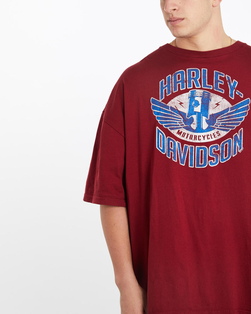 Vintage, Harley, Davidson, Tee, The Real Deal, size XXXL, colour Burgundy, newtown, sydney, australia, thrift store, opshop, preloved, secondhand, sustainable, retro, antique, 70s, 80s, 90s, 2000s, 00s, fashion, clothing, streetwear, trendy, garment, style, boutique, store, shop, archive, sale, cheap, best, top, T-Shirts
