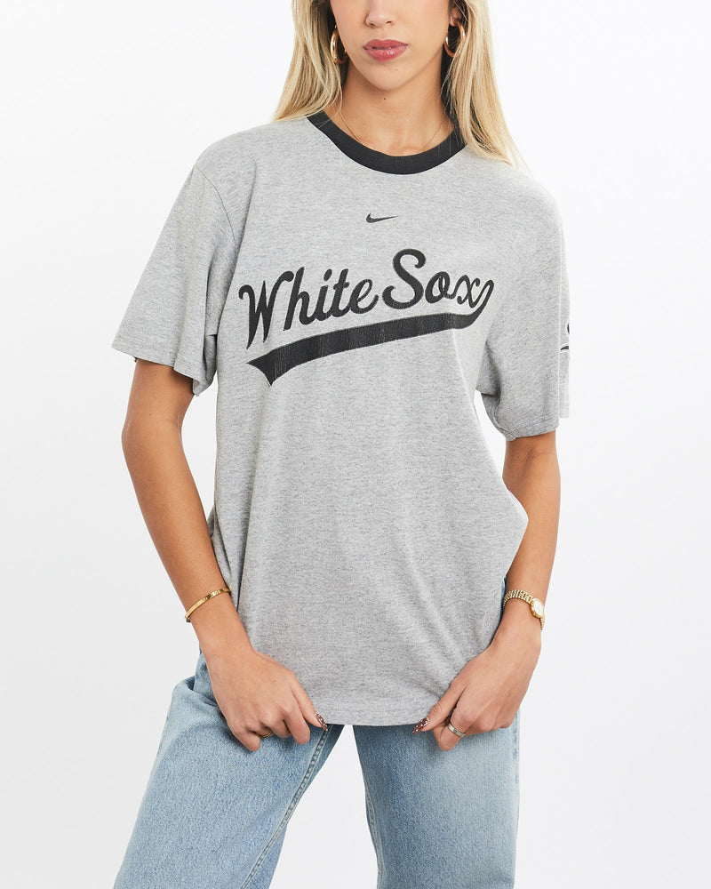 Vintage, Nike, MLB, Chicago, White, Sox, Tee, The Real Deal, size extra small, colour Grey, newtown, sydney, australia, thrift store, opshop, preloved, secondhand, sustainable, retro, antique, 70s, 80s, 90s, 2000s, 00s, fashion, clothing, streetwear, trendy, garment, style, boutique, store, shop, archive, sale, cheap, best, top, T-Shirts