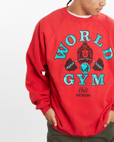 Vintage, 90s, World, Gym, Sweatshirt, The Real Deal, size large, colour Red, newtown, sydney, australia, thrift store, opshop, preloved, secondhand, sustainable, retro, antique, 70s, 80s, 90s, 2000s, 00s, fashion, clothing, streetwear, trendy, garment, style, boutique, store, shop, archive, sale, cheap, best, top, Sweats and hoodies