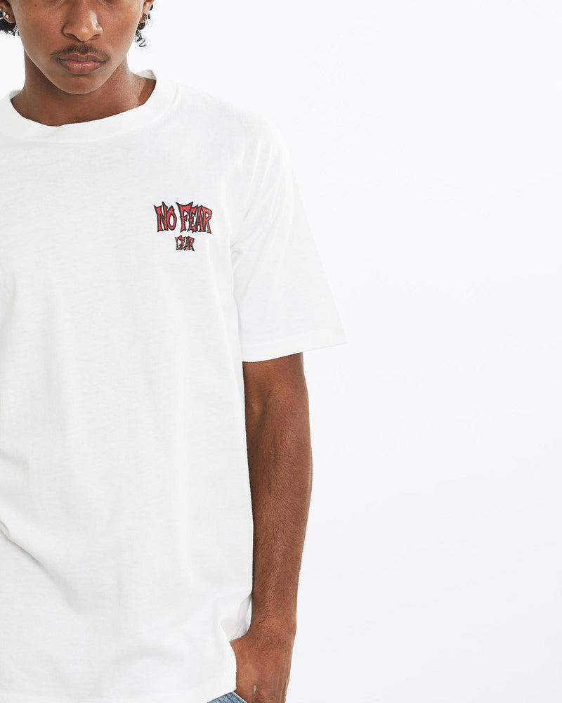 Vintage, 1995, No, Fear, Skate, Tee, The Real Deal, size large, colour White, newtown, sydney, australia, thrift store, opshop, preloved, secondhand, sustainable, retro, antique, 70s, 80s, 90s, 2000s, 00s, fashion, clothing, streetwear, trendy, garment, style, boutique, store, shop, archive, sale, cheap, best, top, T-Shirts