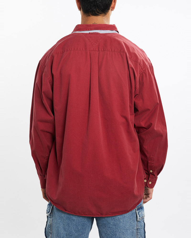 Vintage, 90s, Tommy, Hilfiger, Button, Up, Shirt, The Real Deal, size extra large, colour Burgundy, newtown, sydney, australia, thrift store, opshop, preloved, secondhand, sustainable, retro, antique, 70s, 80s, 90s, 2000s, 00s, fashion, clothing, streetwear, trendy, garment, style, boutique, store, shop, archive, sale, cheap, best, top, Shirts