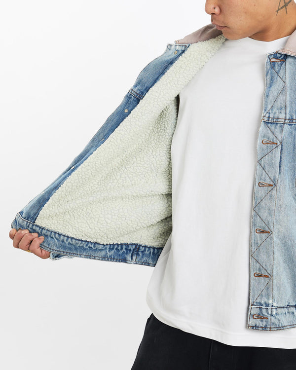 Vintage, Wrangler, Sherpa, Lined, Denim, Jacket, The Real Deal, size extra large, colour Blue, newtown, sydney, australia, thrift store, opshop, preloved, secondhand, sustainable, retro, antique, 70s, 80s, 90s, 2000s, 00s, fashion, clothing, streetwear, trendy, garment, style, boutique, store, shop, archive, sale, cheap, best, top, Jackets