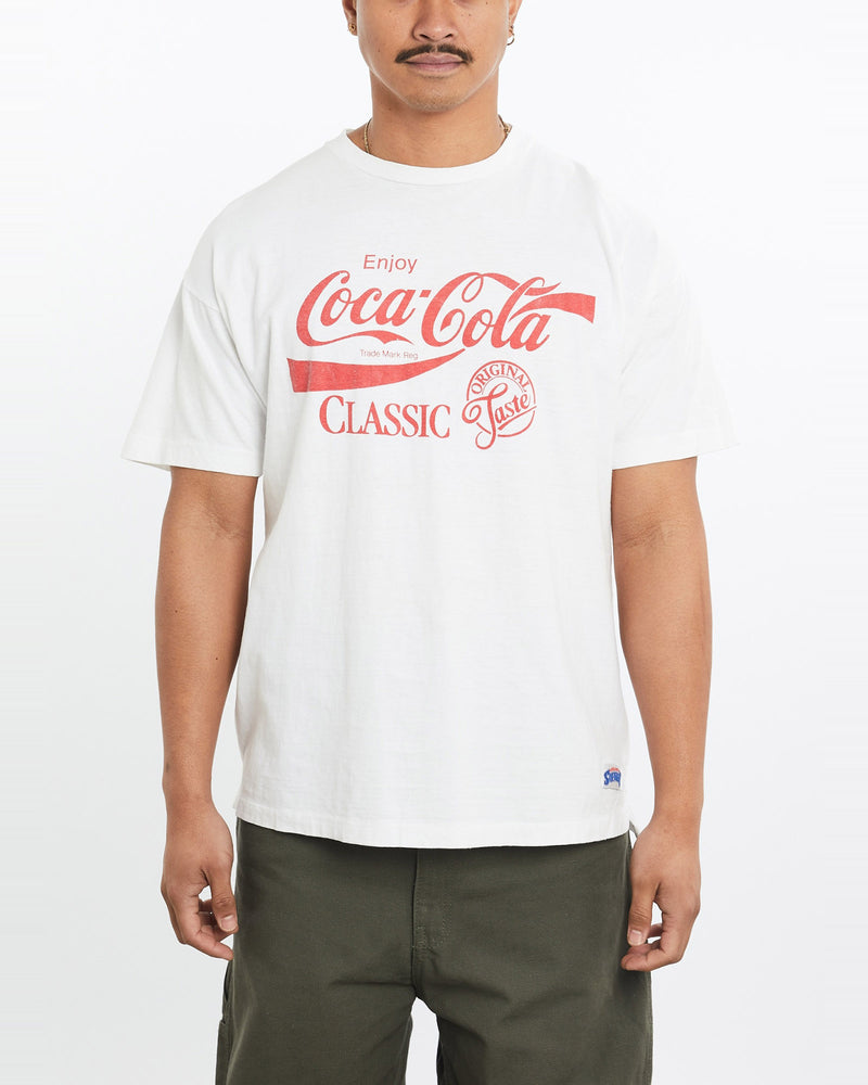 Vintage, 90s, Coca, Cola, Tee, The Real Deal, size medium, colour White, newtown, sydney, australia, thrift store, opshop, preloved, secondhand, sustainable, retro, antique, 70s, 80s, 90s, 2000s, 00s, fashion, clothing, streetwear, trendy, garment, style, boutique, store, shop, archive, sale, cheap, best, top, T-Shirts