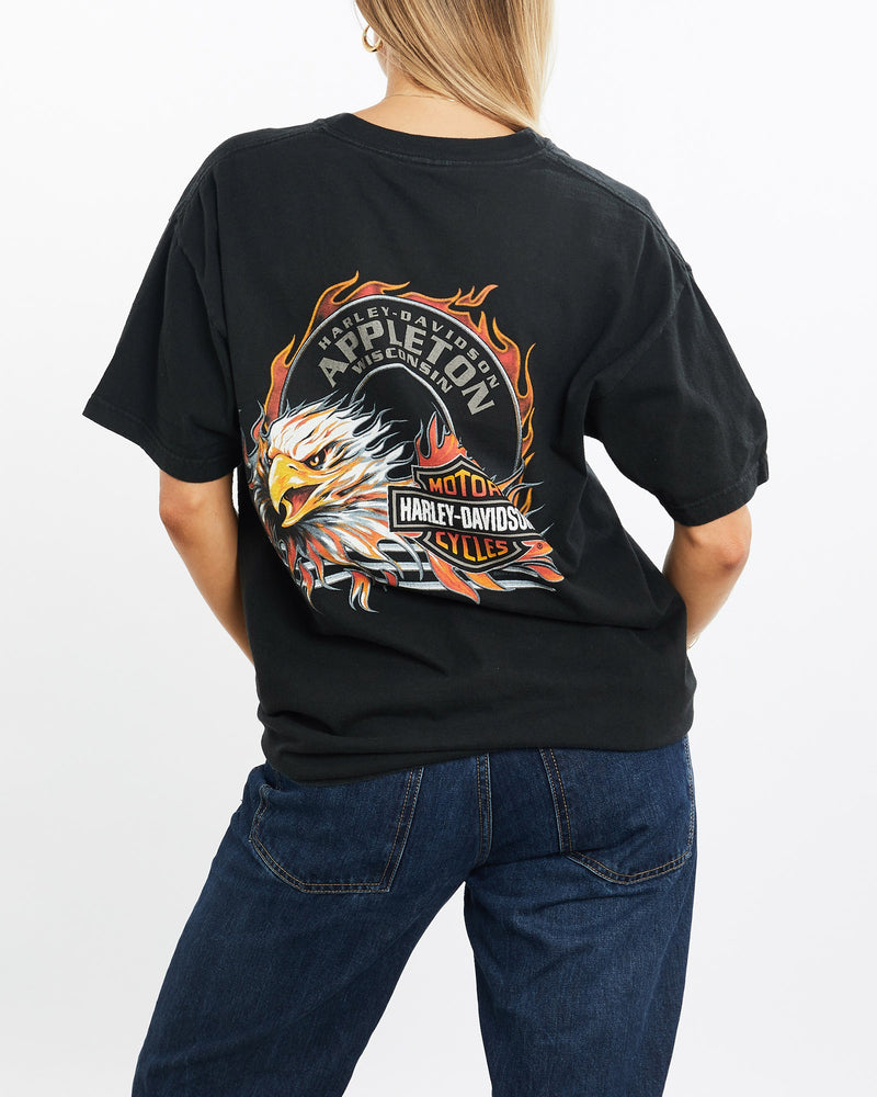 Vintage, Harley, Davidson, Tee, The Real Deal, size medium, colour Black, newtown, sydney, australia, thrift store, opshop, preloved, secondhand, sustainable, retro, antique, 70s, 80s, 90s, 2000s, 00s, fashion, clothing, streetwear, trendy, garment, style, boutique, store, shop, archive, sale, cheap, best, top, T-Shirts