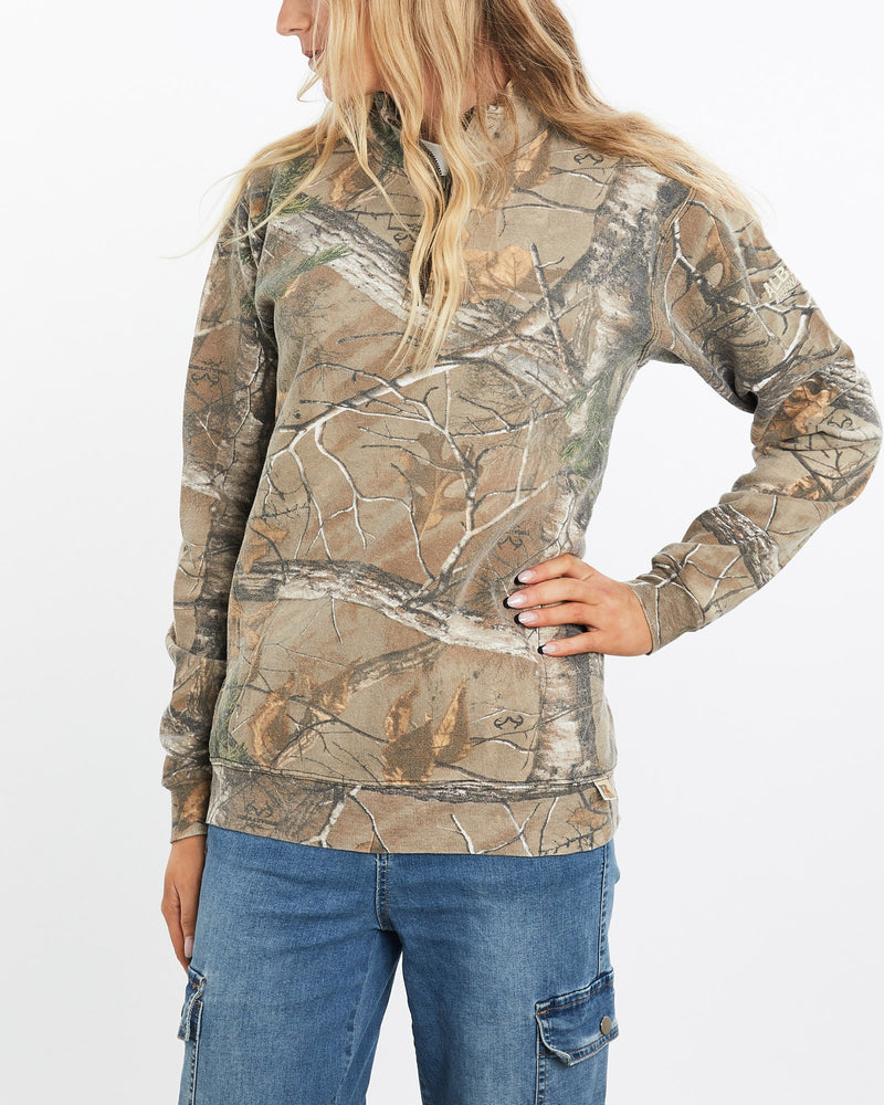 Vintage, Russell, Athletic, Realtree, Camo, Quarter, Zip, Sweatshirt, The Real Deal, size medium, colour Green, newtown, sydney, australia, thrift store, opshop, preloved, secondhand, sustainable, retro, antique, 70s, 80s, 90s, 2000s, 00s, fashion, clothing, streetwear, trendy, garment, style, boutique, store, shop, archive, sale, cheap, best, top, Sweats and hoodies