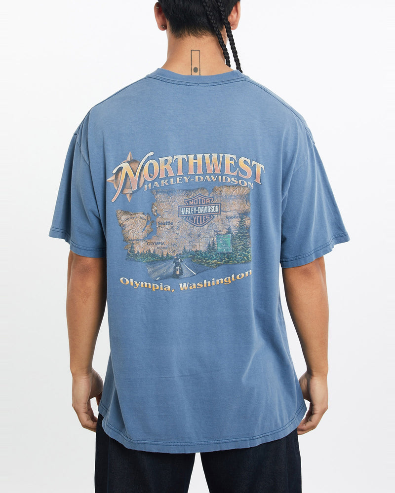 Vintage, Harley, Davidson, Tee, The Real Deal, size large, colour Blue, newtown, sydney, australia, thrift store, opshop, preloved, secondhand, sustainable, retro, antique, 70s, 80s, 90s, 2000s, 00s, fashion, clothing, streetwear, trendy, garment, style, boutique, store, shop, archive, sale, cheap, best, top, T-Shirts