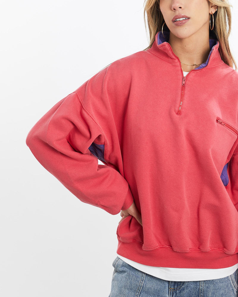 Vintage, 90s, Columbia, Quarter, Zip, Sweatshirt, The Real Deal, size small, colour Pink, newtown, sydney, australia, thrift store, opshop, preloved, secondhand, sustainable, retro, antique, 70s, 80s, 90s, 2000s, 00s, fashion, clothing, streetwear, trendy, garment, style, boutique, store, shop, archive, sale, cheap, best, top, Sweats and hoodies