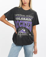 Vintage, 90s, MLB, Colorado, Rockies, Tee, The Real Deal, size extra small, colour Black, newtown, sydney, australia, thrift store, opshop, preloved, secondhand, sustainable, retro, antique, 70s, 80s, 90s, 2000s, 00s, fashion, clothing, streetwear, trendy, garment, style, boutique, store, shop, archive, sale, cheap, best, top, T-Shirts