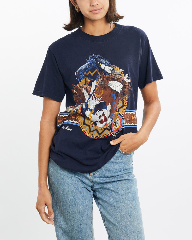 Vintage, 90s, New, Mexico, Horse, Wildlife, Tee, The Real Deal, size small, colour Navy, newtown, sydney, australia, thrift store, opshop, preloved, secondhand, sustainable, retro, antique, 70s, 80s, 90s, 2000s, 00s, fashion, clothing, streetwear, trendy, garment, style, boutique, store, shop, archive, sale, cheap, best, top, T-Shirts