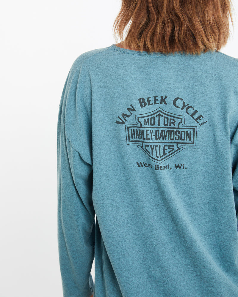 Vintage 1996 Harley Davidson Long Sleeve Tee <br>M , The Real Deal , newtown, sydney, australia, thrift store, opshop, preloved, secondhand, sustainable, retro, antique, 70s, 80s, 90s, 2000s, 00s, fashion, clothing, streetwear, trendy, garment, style, boutique, store, shop, archive, sale, cheap, best, top