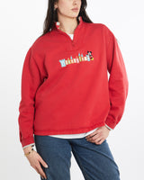 Vintage, 90s, Mickey, Mouse, Disneyland, Quarter, Zip, Sweatshirt, The Real Deal, size medium, colour Red, newtown, sydney, australia, thrift store, opshop, preloved, secondhand, sustainable, retro, antique, 70s, 80s, 90s, 2000s, 00s, fashion, clothing, streetwear, trendy, garment, style, boutique, store, shop, archive, sale, cheap, best, top, Sweats and hoodies