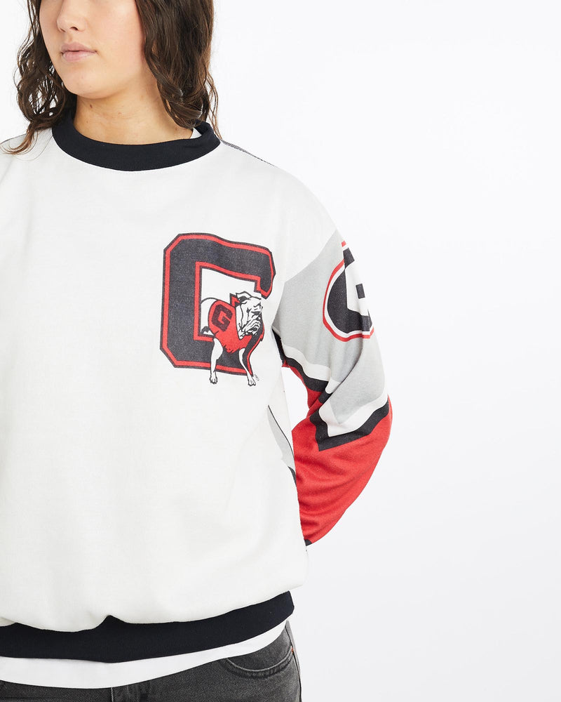 Vintage, 90s, NCAA, University, of, Georgia, Bulldogs, Sweatshirt, The Real Deal, size medium, colour White, newtown, sydney, australia, thrift store, opshop, preloved, secondhand, sustainable, retro, antique, 70s, 80s, 90s, 2000s, 00s, fashion, clothing, streetwear, trendy, garment, style, boutique, store, shop, archive, sale, cheap, best, top, Sweats and hoodies