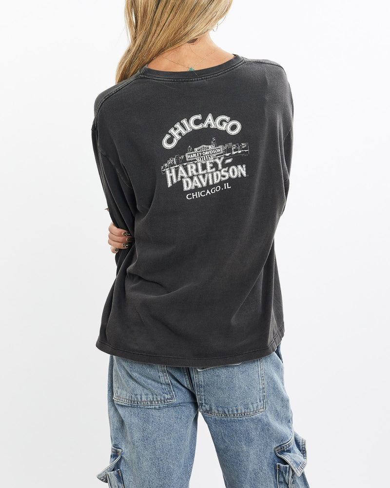 Vintage, Harley, Davidson, Long, Sleeve, Tee, The Real Deal, size small, colour Black, newtown, sydney, australia, thrift store, opshop, preloved, secondhand, sustainable, retro, antique, 70s, 80s, 90s, 2000s, 00s, fashion, clothing, streetwear, trendy, garment, style, boutique, store, shop, archive, sale, cheap, best, top, T-Shirts